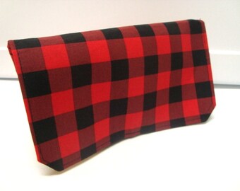 Coupon Organizer Holder Budget Organizer Holder - Attaches to Your Shopping Cart -Red and Black  Buffalo Checks