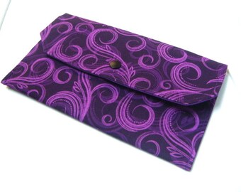 Organisateur de budget de trésorerie Organisateur de coupons Porte-reçu Embrayage Purple Swirls