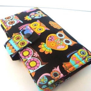 Billetera plegable alargada con sobre para efectivo para el sistema de presupuesto Dave Ramsey Retro Peace Owl