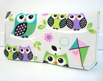 Coupon Organizer Wallet Cash Budget Organizer Holder- Attaches to your Shopping Cart - Colorful Hoot Owls