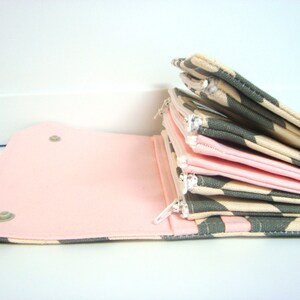 Cash Envelope Wallet / Dave Ramsey System / Zipper Envelopes Gray Natural Chevron with Pink Lining image 7