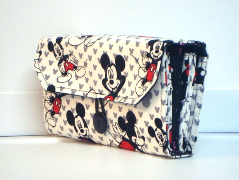 Cash Envelope Wallet , Dave Ramsey System, Card Wallet, Zipper Envelopes Mickey Mouse with Black Lining image 2