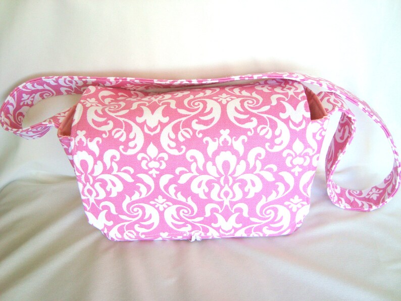 Attaches to Your Shopping Cart Budget Organizer Holder Box Large 4 Coupon Organizer Coupon Tote Bag Pink /& White Damask Decor Fabric