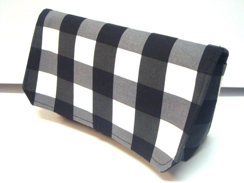 Coupon Organizer Budget Organizer Holder Attaches to your Shopping Cart Black and White Buffalo Checks Pick Your Size image 1
