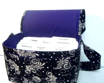 Large 4" Size Coupon Organizer / Budget Organizer Holder Box - Attaches to Your Shopping Cart - Black with Firework Swirls