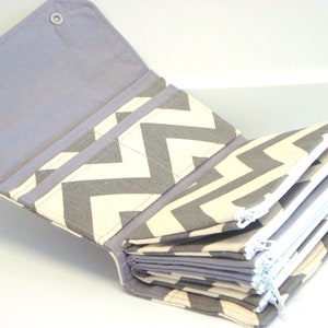 Cash Envelope  Coupon Wallet  Dave Ramsey System  ZIPPER Envelopes - Gray and Natural  Chevron Zig Zag