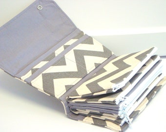 Cash Envelope Coupon Wallet Dave Ramsey System ZIPPER Umschläge - Grau und Natürlicher Chevron Zig Zag