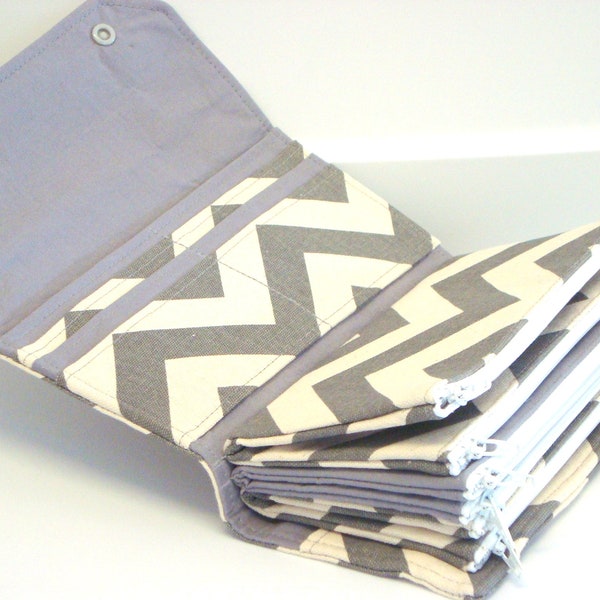 Cash Envelope  Coupon Wallet  Dave Ramsey System  ZIPPER Envelopes - Gray and Natural  Chevron Zig Zag