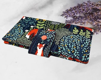 Fox Woodland Bifold Wallet: Checkbook Clutch with Coin Purse