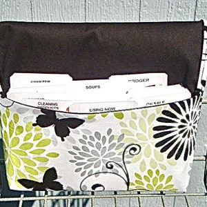 Fabric Coupon Organizer /Budget Organizer Holder - Attaches to Your Shopping Cart - Butterfly Floral