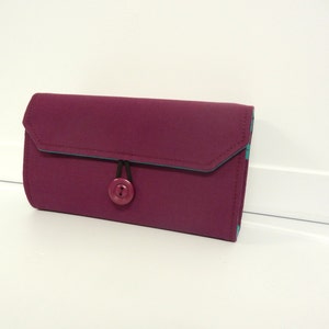 Cash Envelope Wallet / Dave Ramsey System / ZIPPERED Envelopes Turquoise and Plum image 2