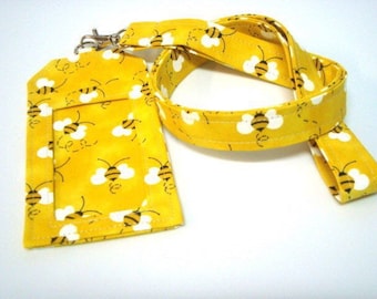 Lanyard ID Holder Key Chain key Fob Mask Holder Comes with Swivel Lobster Claw and Pocket ID Holder Bumble Bees