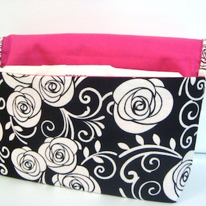 Coupon Organizer Budget Holder  Woman’s Budget Wallet Attaches To You Shopping Cart - Black and White Roses Ready to Ship
