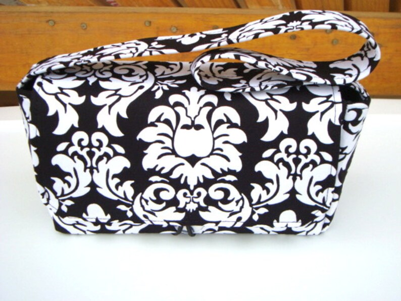 Medium Size Coupon Organizer Holder Attaches to your shopping cart Black and White Damask image 3