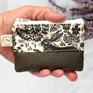 Petite pochette à fermeture éclair, porte-monnaie, porte-cartes, pochette pour coussinets d'air, organiseur de sac à main, sac à bandoulière, sac à bijoux lapin, Woodland Rifle Paper Co