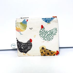 Petite pochette à fermeture éclair, porte-monnaie, porte-cartes, pochette pour bulles d'air, organiseur de sac à main, sac pour baguettes et sac à bijoux - Poulets