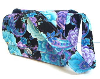 4 inch Coupon Organizer Coupon Bag Budget Holder Box Attaches to Your Shopping Cart  Blue Purple Paisley Floral  SELECT YOUR SIZE