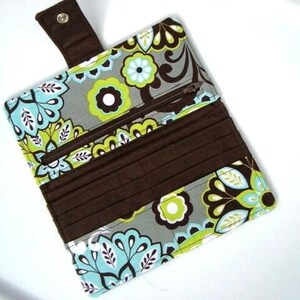 Billetera plegable para mujer, billetera plegable, cartera tipo sobre, porta chequera, monedero, tarjetero, monedero, monedero con diseño floral color lima