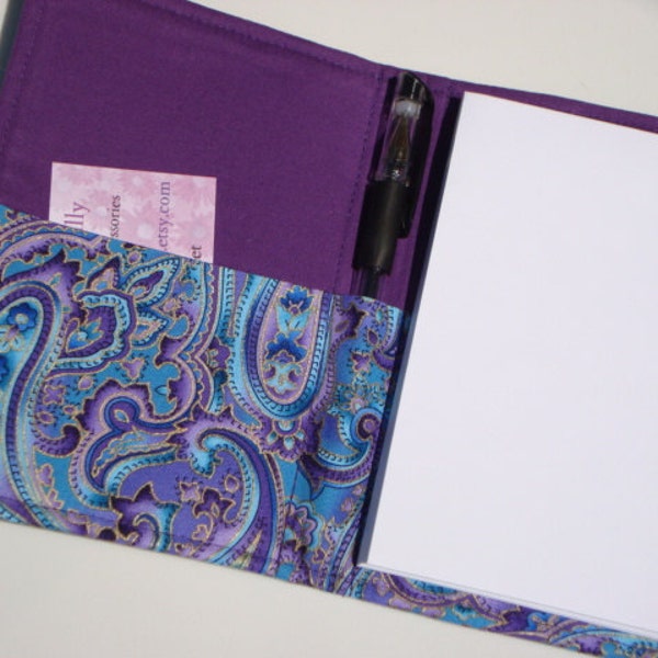 Honey Do List, Grocery List Taker/ Comes with- Note Pad and Pen-Blue And Purple Paisley