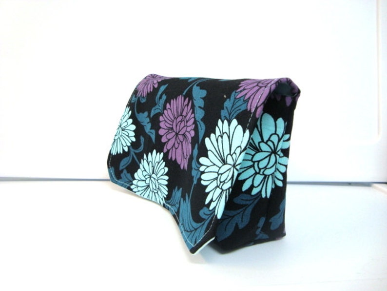Coupon Organizer Budget Organizer Holder Attaches To You Shopping Cart Black with Aqua and Purple Mums image 1
