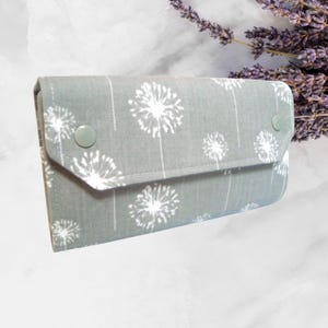 Cash Envelope  Coupon Wallet  Dave Ramsey System  ZIPPER Envelopes - Gray and White Dandelion