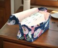 4 Inch Large Size Coupon Organizer  Budget Organizer Holder Box - Attaches to Your Shopping Cart - Watercolor Mums and Roses On Navy Blue