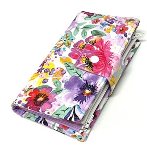 Billetera plegable, sistema de sobres para efectivo, sobre con cremallera para el sistema de presupuesto en efectivo de Dave Ramsey Billetera para mujer con diseño floral de acuarela