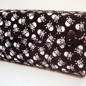 Cash Envelope Budget Wallet Dave Ramsey System Cash Wallet Systme / Zipper Envelopes White Skull on Black with Plum Lining
