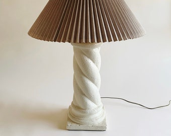 SPIRAL COLUMN LAMP // Michael Taylor Style Plaster Twist Table Lamp, Base Only.