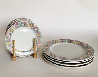 PASTEL PLAID PLATES - S/8