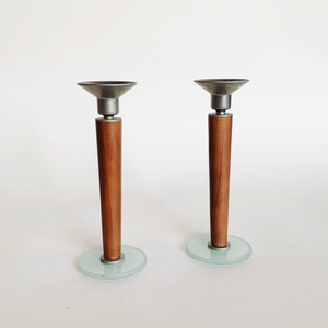 MODERN WOOD CANDLEHOLDERS - S/2
