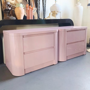 Shipping Not Included, Local Pickup Only // Pink Laminate Nightstands - A Pair (Read description for shipping info)