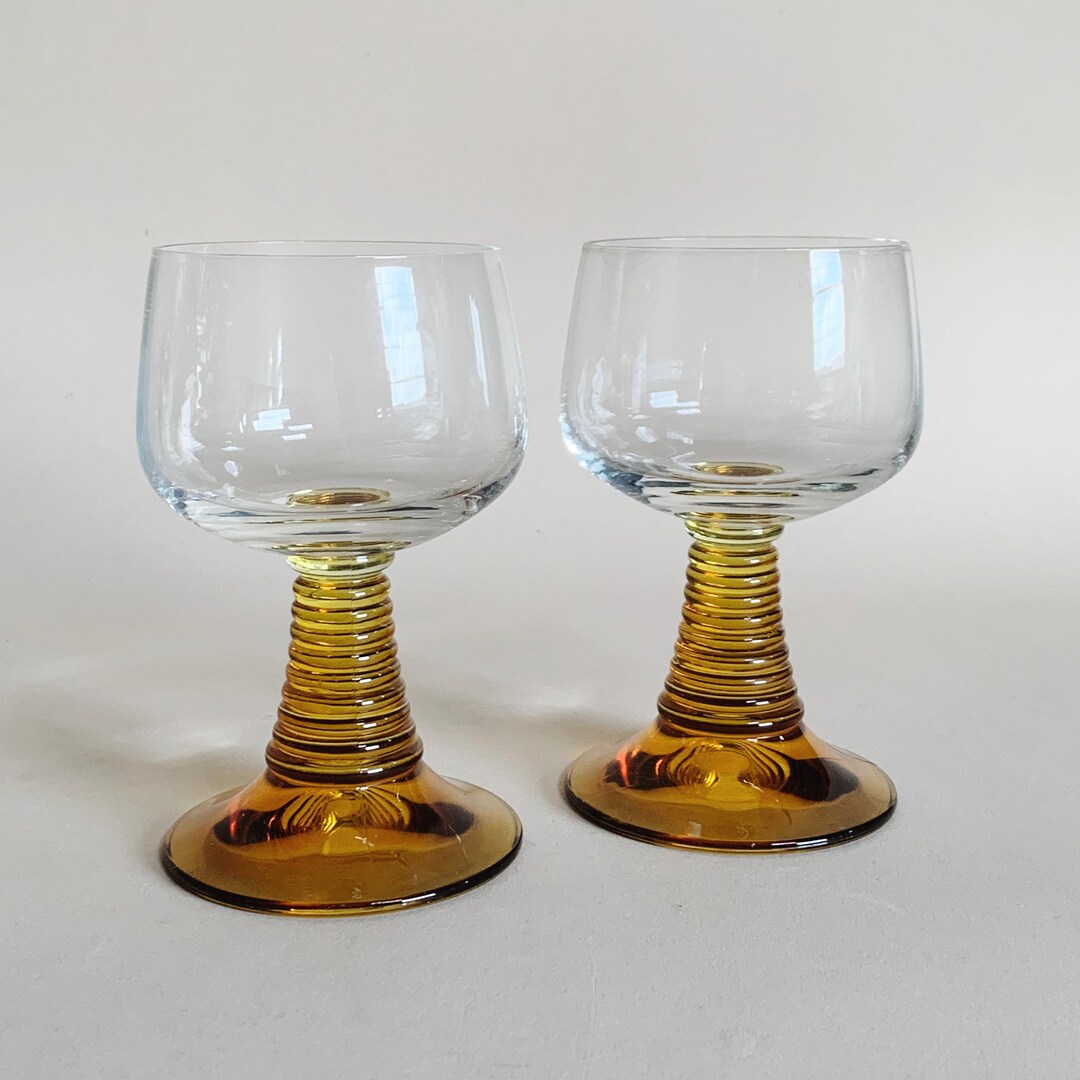 AMBER RIPPLE GLASSWARE - S/2 - Etsy