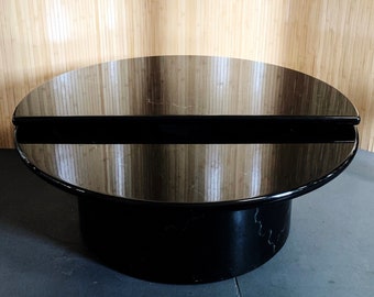 SHIPPING NOT INCLUDED, Local Pickup Only // Black Marbled Lacquer, Swivel Coffee Table