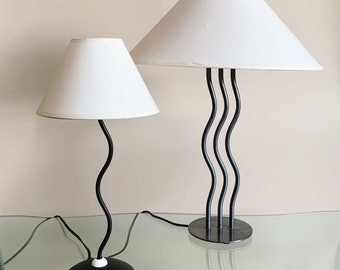 POSTMODERN TABLE LAMP // Memphis Style Wavy Squiggle Table Lamps, Two Available, Sold Separately