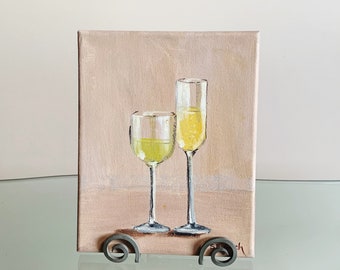 WINE STILL LIFE // Wine and Champagne Acrylic Still Life Painting