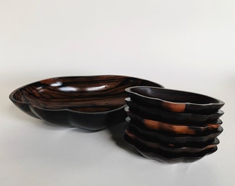 WOOD SHELL BOWLS - S/7