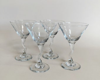 Vintage 1990's Libbey WAVY COCKTAIL GLASSES - S/4