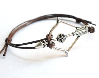 SALE - Epic Archery Bow bracelet anklet or choker -waxed cotton cord -Gift for him her or Best Friend -Unisex -Adventure Bracelet -8 colors