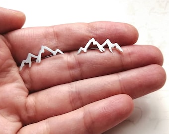 SALE - Silver Mountain Range ear crawlers Mountain Range climbers earrings Mountain Peak Mountain Ear Pin Hiking Gift Camp Gift Snow Peak