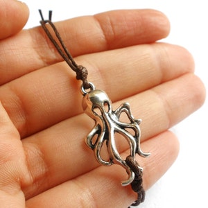 SALE Amazing Octopus bracelet, anklet or choker waxed cotton cord Gift for him her or Best Friend Unisex Men Cord Bracelet 8 colors image 4