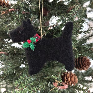 Felted Scottie Christmas Ornament. Needle Felted, Black