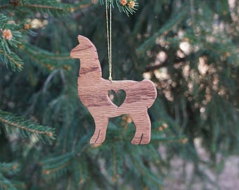 Wooden Llama Ornament, Oak