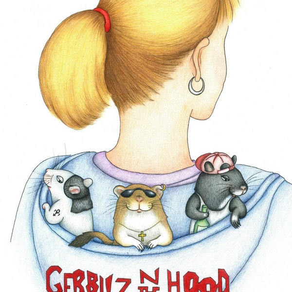 Gerbilz N The Hood--Blank Greeting Cards