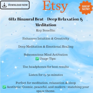 6Hz Theta Fantasy | 30-Minute Binaural Beats | WAV & MP3 | Deep Relaxation, Creativity  Meditation | Base + 6Hz Theta Frequency