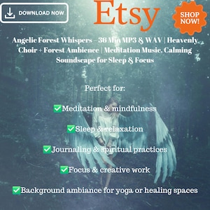 Angelic Forest Whispers – 36 Min MP3  WAV | Heavenly Choir + Forest Ambience | Meditation Music, Calming Soundscape for Sleep & Focus