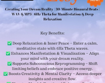 Je droomrealiteit creëren | 30 minuten binaural beats | WAV en mp3 | 6 Hz theta voor manifestatie van diepe ontspanning