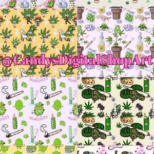 420 Seamless Pattern Bundle – 8 High-Resolution JPG Digital Papers | Stoner Aesthetic, Cannabis Leaf, Weed Backgrounds for Sublimation & Pri