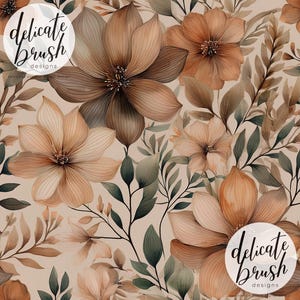 Boho Blommig Vildblommor Söta Dämpade Neutrala Målade Akvarell Höst Sömlösa Mönster / Tygdesign / Ytmönster / Digitalt Mönster