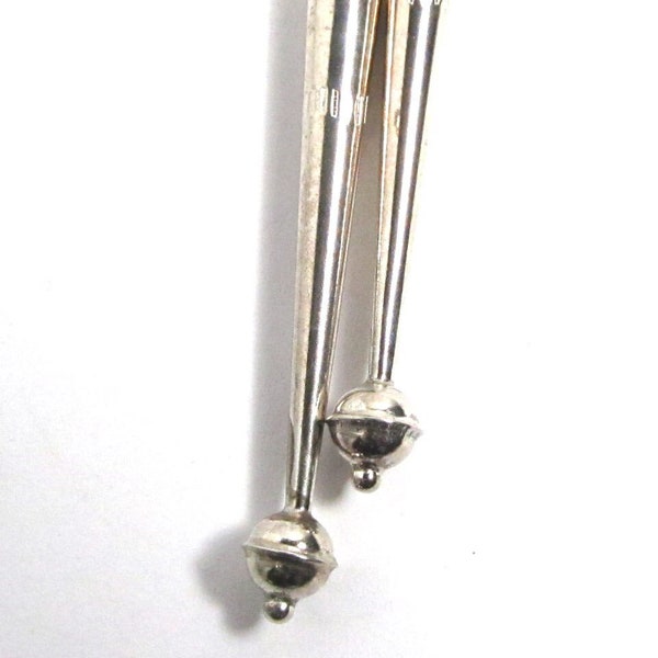 Sterling silver bolo tie tips, 2 inches long, 6 mm bench bead ball ends